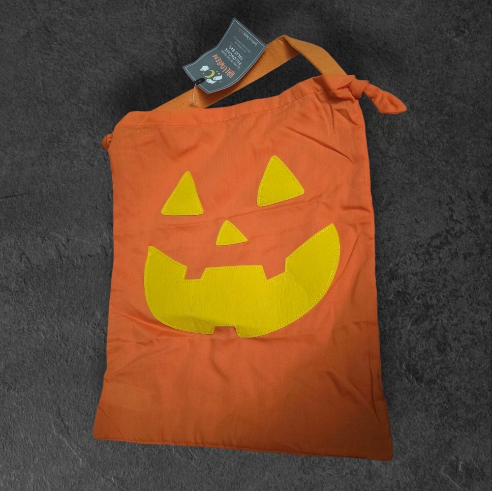 Pottery Barn Kids Pumpkin Glow-in-the-Dark Halloween Pillowcase Treat Bag Orange